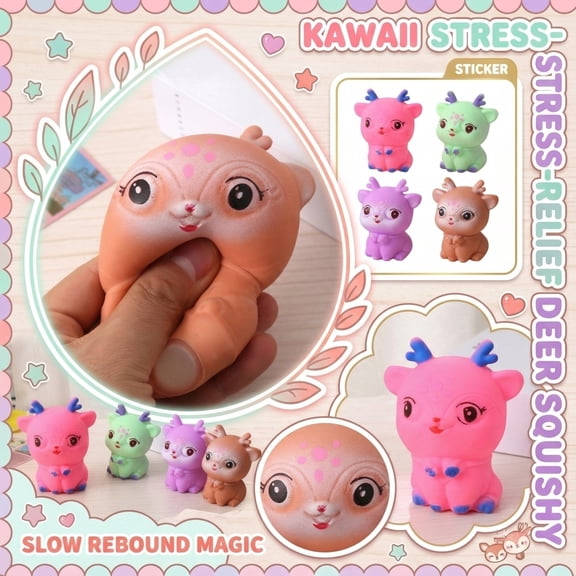 Deer Solid Squishy Stress Cube, Anxiety Relief Sensory Toys, Slow Rising Stress Cube, Practical Easter and Birthday Gifts for All Ages