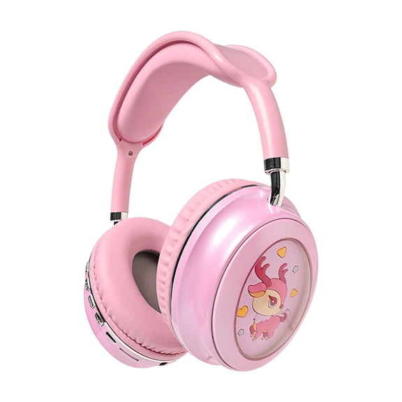 Deer Space Capsule Bluetooth Headphones,RGB Ambiance Light,Bluetooth 5.3,Intelligent Noise Reduction,HiFi Stereo,40mm Driver,Long Battery,Foldable,Low Latency,Wired Wireless AUX Mode Cute Headset