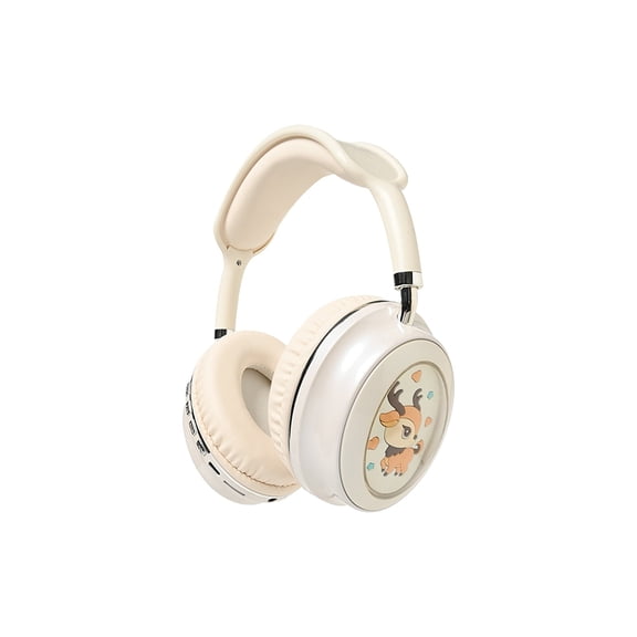 Deer Space Capsule Bluetooth Headphones,RGB Ambiance Light,Bluetooth 5.3,Intelligent Noise Reduction,HiFi Stereo,40mm Driver,Long Battery,Foldable,Low Latency,Wired Wireless AUX Mode Cute Headset