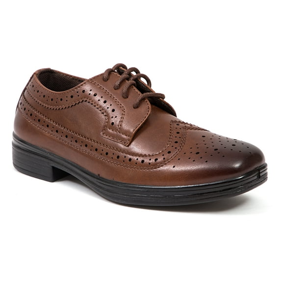 Deer Stags Boys' Ace Dress Comfort Wingtip Oxford - Brown - 3 Little Kid Medium
