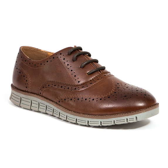Deer Stags Boys' Benton Jr. Lace-up Wingtip Dress Fashion Sneaker - Brown/Grey - 5 Big Kid Medium