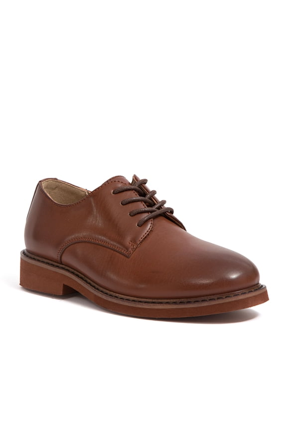 Boys' Denny Lace-Up Dress Comfort Oxford - Dark Luggage - 3 Little Kid Medium