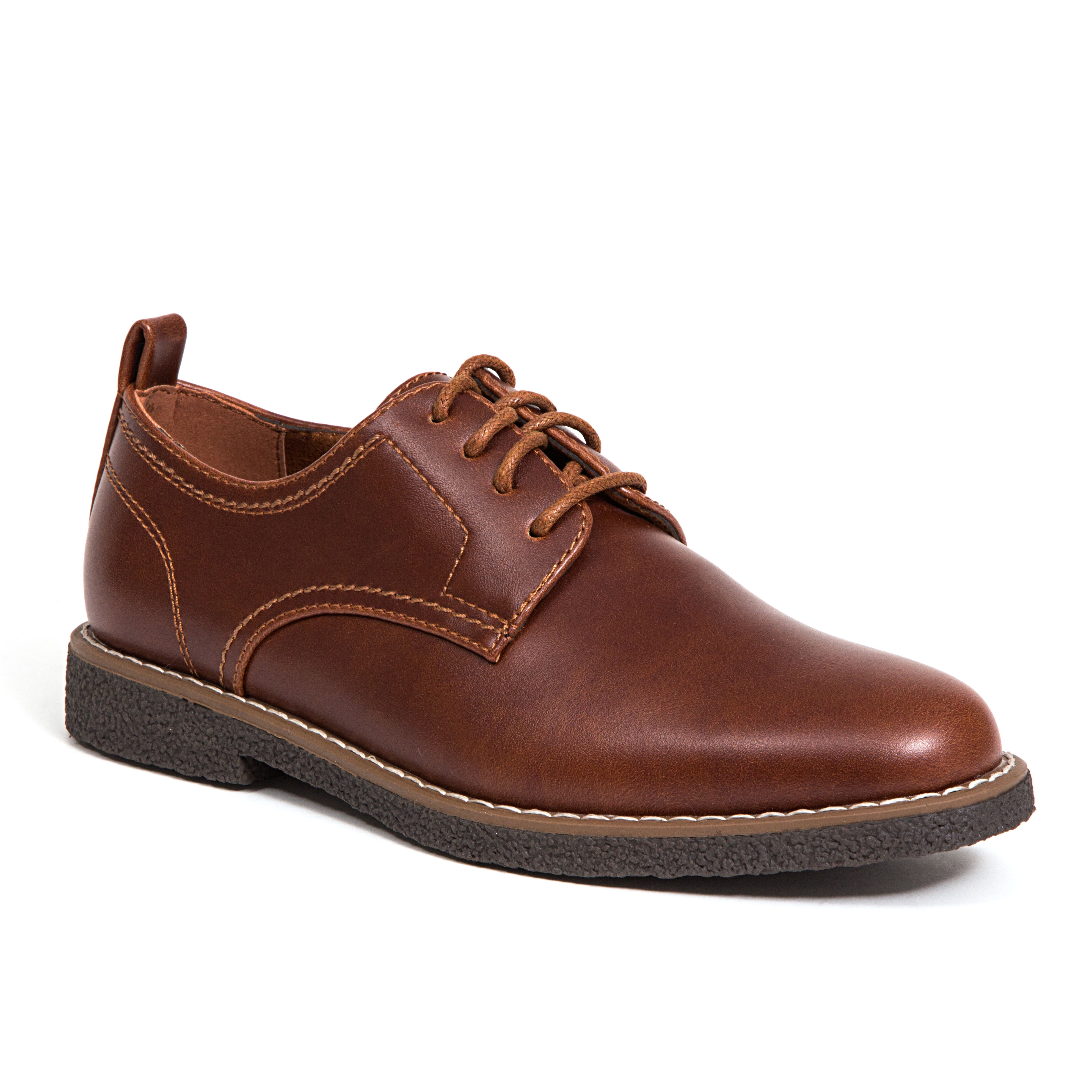 Deer Stags Boys' Zander Lace-up Dress Comfort Oxford -Redwood/Dark Brown - 7 Big Kid Medium