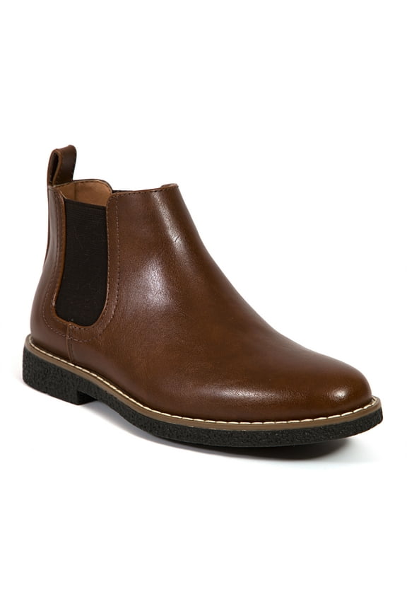 Boys' Zane Dress Comfort Chelsea Boot - Brown - 7 Big Kid Medium