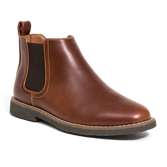 Deer Stags Boys' Zane Dress Comfort Chelsea Boot - Redwood/Dark Brown - 3 Little Kid Medium