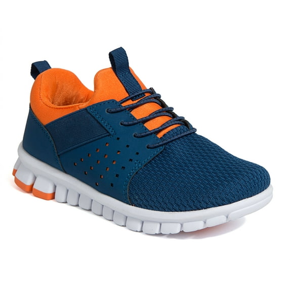 Deer Stags Kids' Betts Jr. NoSox Bungee Lace Fashion Sneaker - Blue/Orange - 5.5 Big Kid Medium