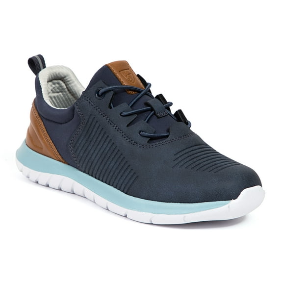 Deer Stags Kids' Jack Jr Bungee Lace Dress Fashion Sneaker - Navy/Brown - 7 Big Kid Medium