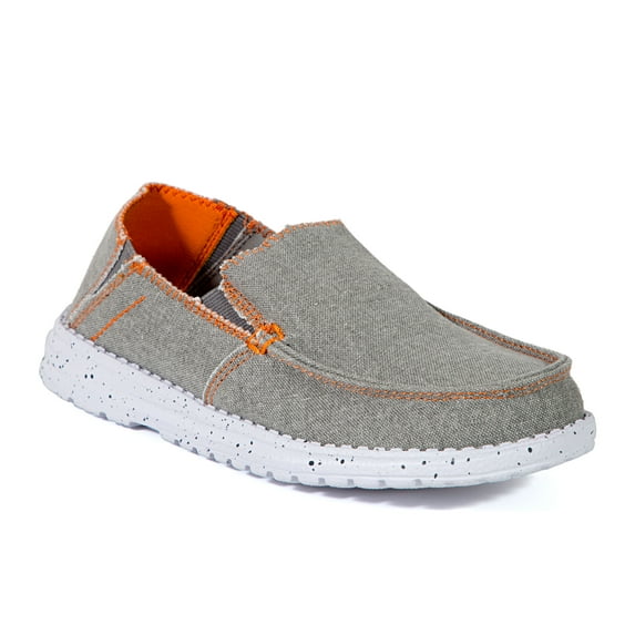 Deer Stags Kids' Kick Back Jr. Convertible Slip-On Shoe - Grey/Orange - 6 Big Kid Medium