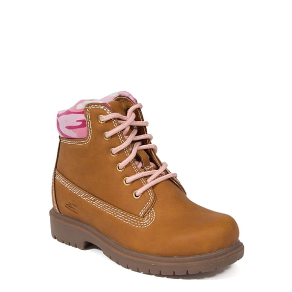Deer Stags Kids' Mak2 Waterproof Work Boot - Dark Wheat/Pink - 5.5 Big Kid Medium