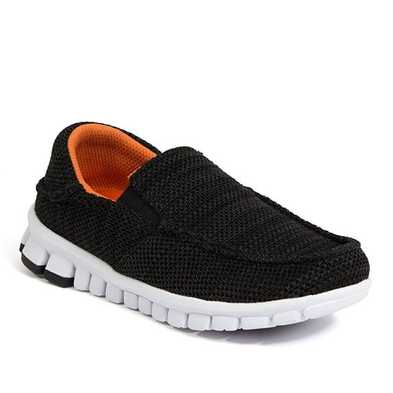 Deer Stags Kids' Melvin Jr. NoSox Kickback Slip-On - Black/Orange - 6 Big Kid Medium