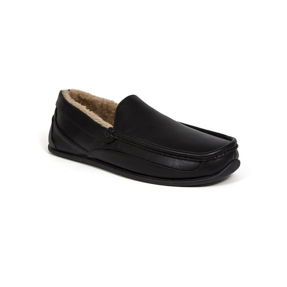 Deer Stags Mens Spun Faux Leather Faux Fur Lined Loafer Slippers