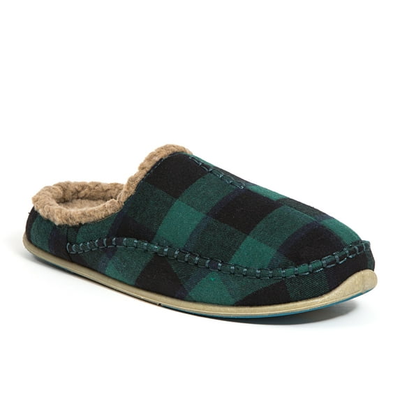 Deer Stags Unisex Nordic Plaid Slipper - Dark Green/Black - 10 Wide