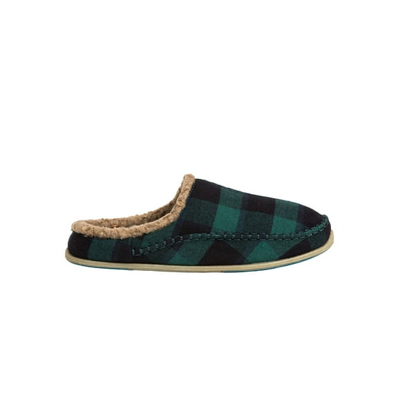 DEER STAGS Mens Green Plaid Shock Absorption Comfort Slipperooz Round Toe Platform Slip On Slippers Shoes 11 M