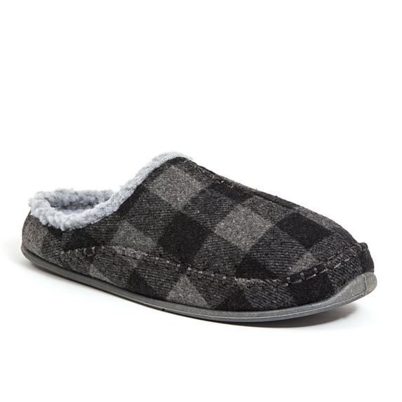 Deer Stags Unisex Nordic Plaid Slipper - Grey/Black - 11 Medium
