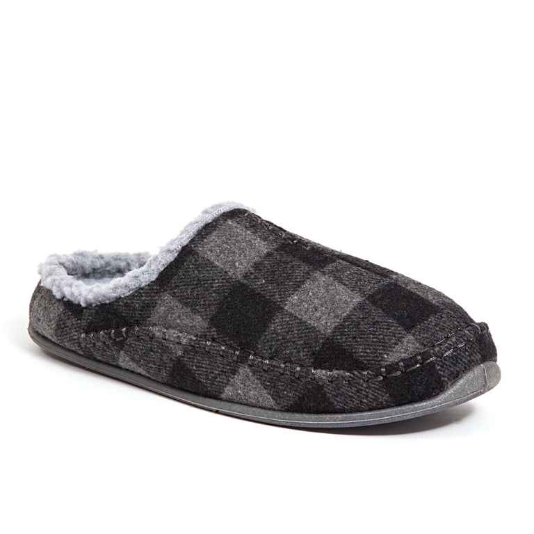 Deer Stags Unisex Nordic Plaid Slipper - Grey/Black - 12 