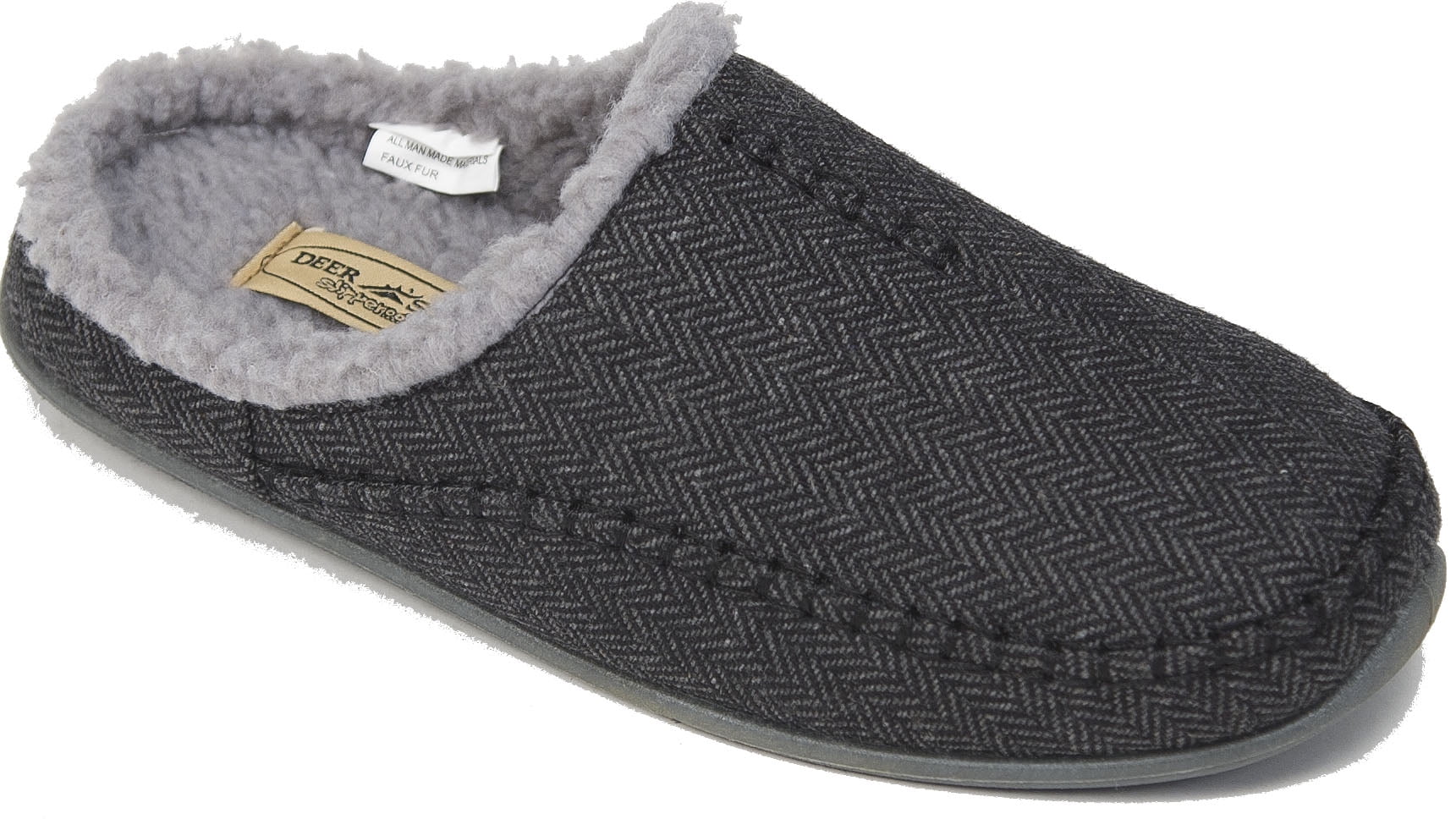 Deer Stags Unisex Nordic Tweed Slipper - Black - 15 Medium