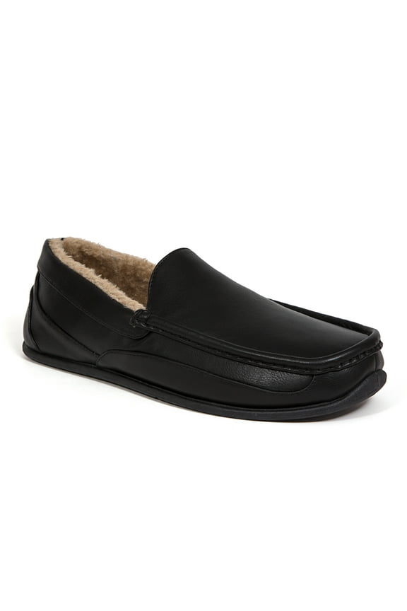 Unisex Spun Faux Leather Slipper - Black - 10 Medium