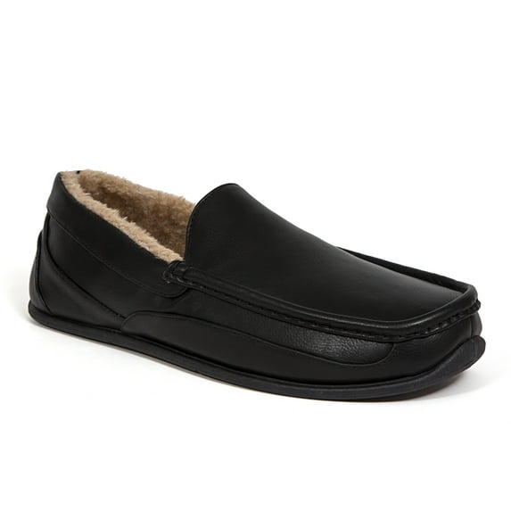 Deer Stags Unisex Spun Faux Leather Slipper - Black - 9 Medium