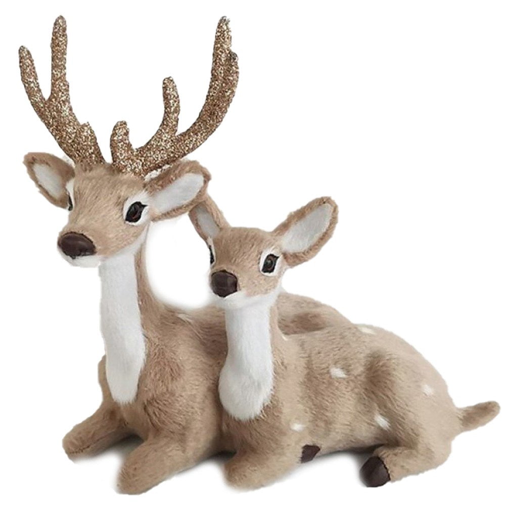Deer Statue, 2Pcs Sika Deer Statue Sculpture Ornaments Animal Model Art Craft Outdoor Garden Decoration Ornament