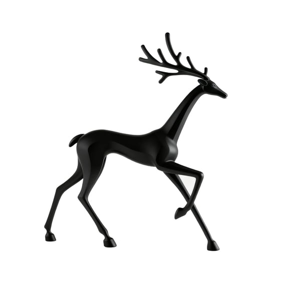 1pc Deer Statue for Outdoor Decor European Style Imitation Metal Stag Sculpture Antique Finish Garden Porch Entryway Home Decor(B)