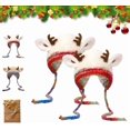 thumbnail image 1 of Deer Storage Hat - Festive Christmas Antler Hat & Handbag 2-in-1, Windproof Foldable Knitted Reindeer Beanie Cap Gift, 1 of 9