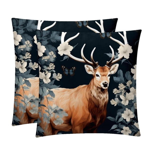 Deer Sumptuous Velvet Throw Pillow Covers Set of 2, Decorative Bed Pillow Cases with Unique Patterns for Home Decor, Sizes 16x16, 18x18, 20x20 Inches