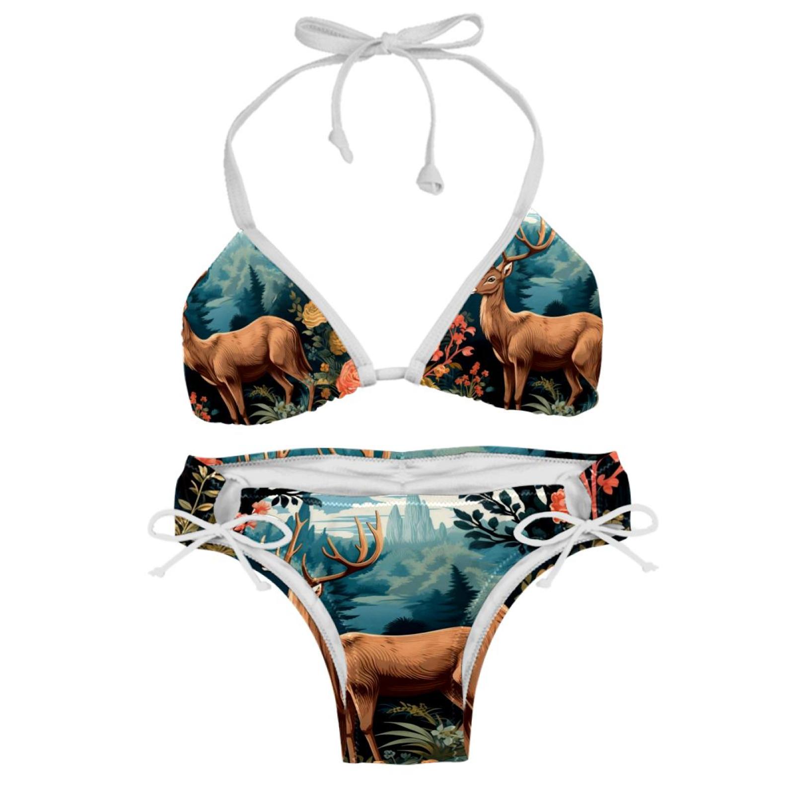 Deer Swimming Suit Bikini Set Bikinis, Detachable Sponge, Adjustable ...