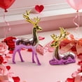 thumbnail image 1 of Deer Tabletop Decor, Modern Deer Figurine Ornament Set, Electroplated Gold Antler Pink Deer Sculpture for Living Room TV Cabinet Wine Cabinet Shelf Home Decoration, 1 of 6