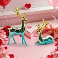 thumbnail image 1 of Deer Tabletop Decor, Modern Deer Figurine Ornament Set, Electroplated Gold Antler Pink Deer Sculpture for Living Room TV Cabinet Wine Cabinet Shelf Home Decoration, 1 of 6