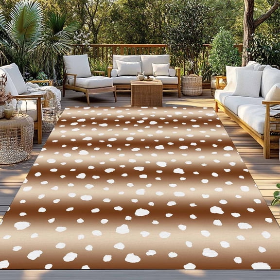 Deer Texture Indoor Outdoor Rugs 3x5 Ft, Country Gradient Brown Deer Texture Animals Outdoor Patio Rugs Mat Washable Outside Area Rugs Carpet for Porch Deck RV Camping Pool Balcony Backyard