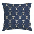 thumbnail image 1 of Deer Throw Pillow Cushion Cover, Hipster Inspired Deer with Antlers Glasses Mustaches Funny Animal Pattern Vintage, Decorative Square Accent Pillow Case, 20 X 20 Inches, Slate Blue Tan, by Ambesonne, 1 of 2