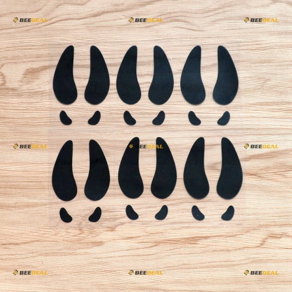 Deer Tracks Foot Prints Hunting Hunter Sticker Decal Vinyl - 6 Pack Black, 3 Inches - No Background for Car Boat Laptop Cup Phone