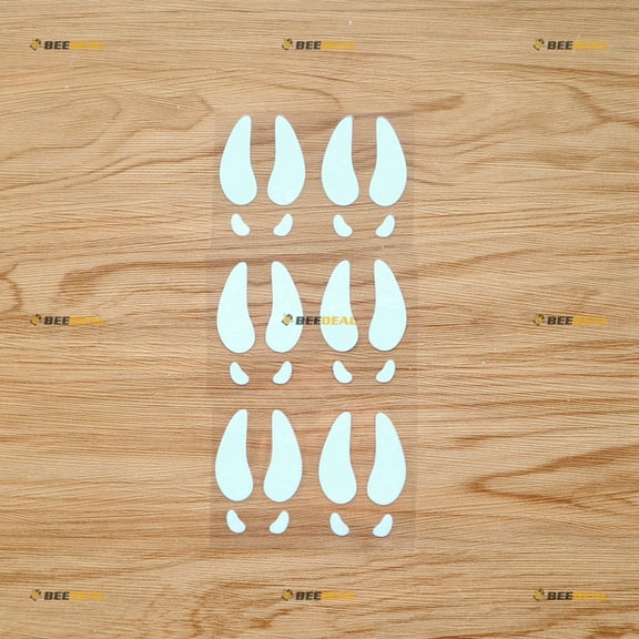 Deer Tracks Foot Prints Hunting Hunter Sticker Decal Vinyl - 6 Pack White, 3 Inches - No Background for Car Boat Laptop Cup Phone