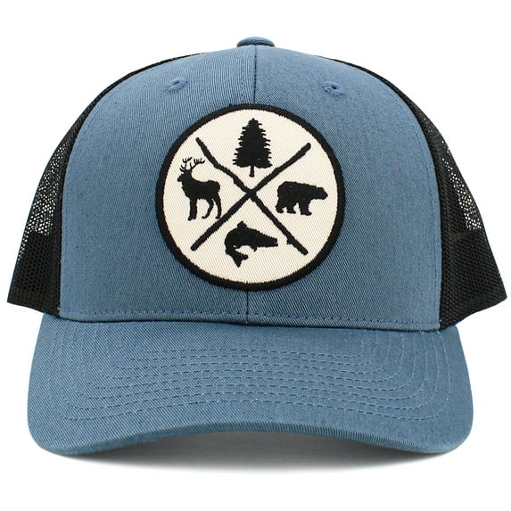 Deer Tree Bear Fish Outdoor Patch Mesh Back Trucker Baseball Cap Hat Hunting Fishing Trapping