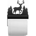 thumbnail image 1 of Deer and Tree Metal Toilet Roll Holder Matte Black Iron Wall Mount Toilet Paper Holder Metal Animal Theme Toliet Paper Organizer Stand for Bathroom Kitchen Cabinet Space Organizer Decor DIY, 1 of 8