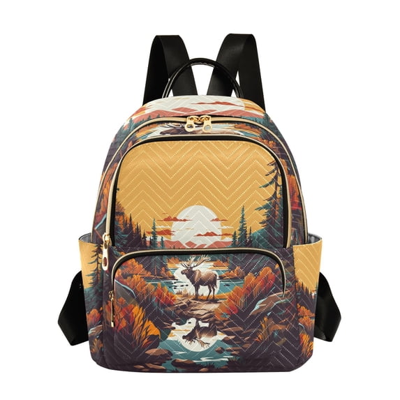 Deer Trees Forest Sun Lake Travel Laptop Backpack Casual Daypack Lightweight Bookbag Compartment for Business
