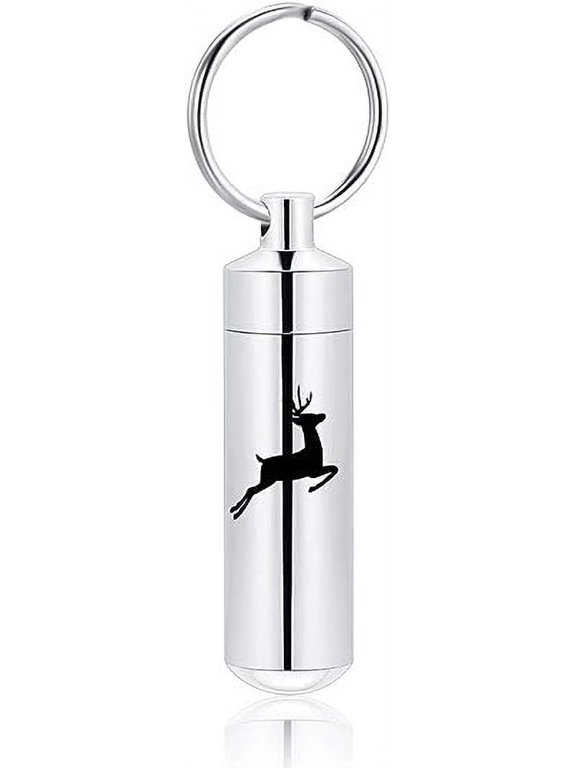 Deer Urn Keychain for Ashes,Cylinder Cremation Jewelry for Ashes for Women Men Urn Pendant Keepsake Memorial Holder for Human Pet