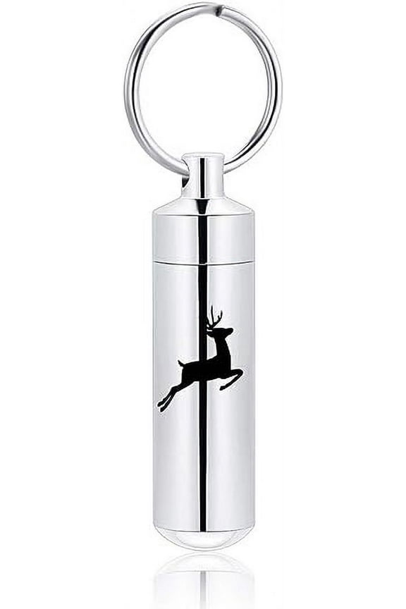 Deer Urn Keychain for Ashes,Cylinder Cremation Jewelry for Ashes for Women Men Urn Pendant Keepsake Memorial Holder for Human Pet