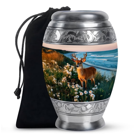 Deer Urn for Ashes Adult, Decorative Funeral Urn - Deer Theme Cremation & Memorial Sharing Urns for Ashes with Lid