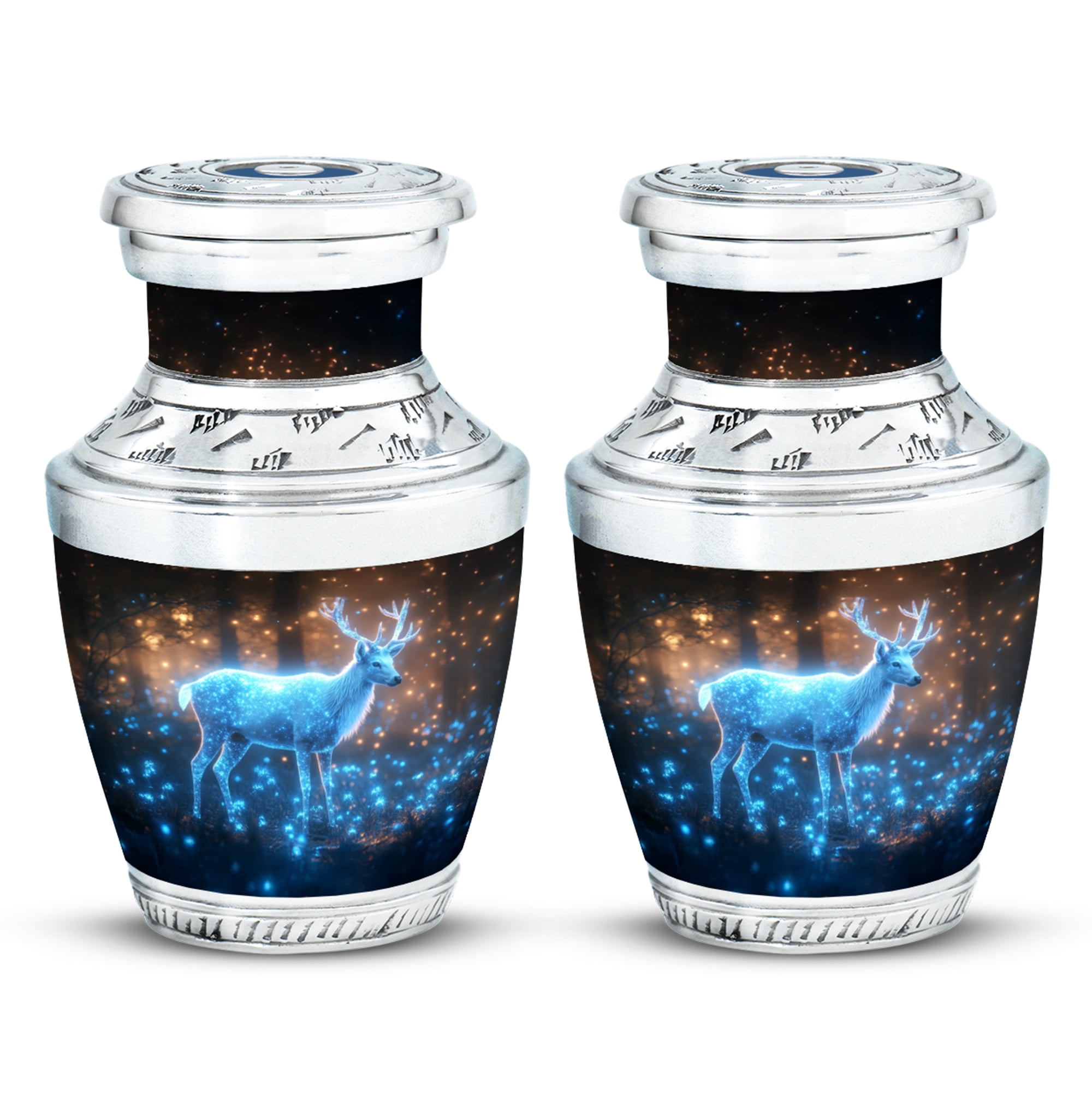Deer Urns – Small Keepsake Cremation Urns for Human Ashes, Memorial Burial Containers for Men & Women, Tribute for Home or Cemetery (3-Inch, Set of 2)