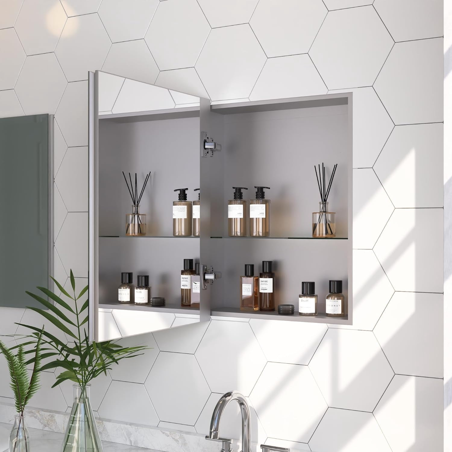 Deer Valley Medicine Cabinet with Mirrors, 15" x 19" Recessed Vanity ...