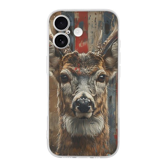 Deer Vintage Camo Art Transparent TPU Case for iPhone 17 Slim Shockproof Protective Phone Cover