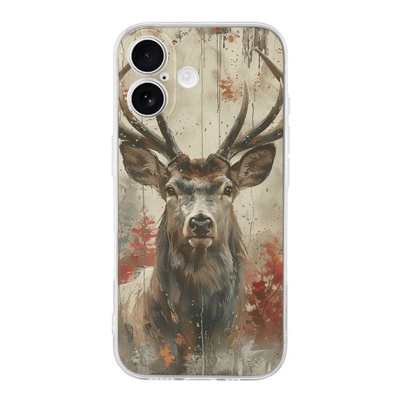 Deer Vintage Camo Pattern Art Phone Case Compatible with iPhone 17 TPU Transparent Shockproof Cover