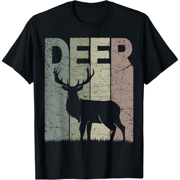 Deer Vintage Deer Hunting Retro Deer Hunt Deer Graphic T-ShirtMen and women, Black T-shirt, size: Extra large