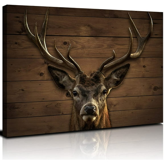 Deer Wall Art Country Cabin Wall Decor Deer Head Painting Wildlife Wall Decor Minimalist Hunting Bathroom Decor Animal Portrait Canvas Prints Poster Rustic Elk Decoration Farmhouse