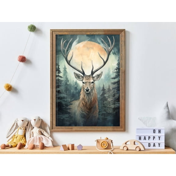 Deer Wall Art, Deer Hunting Art, Woodland Nursery Decor, Deer With Antlers, Forest Animal Wall Decor, Hunters Gift, Stag Print, Art Wall Art, Modern Wall Decor, 8x12 UNFRAMED