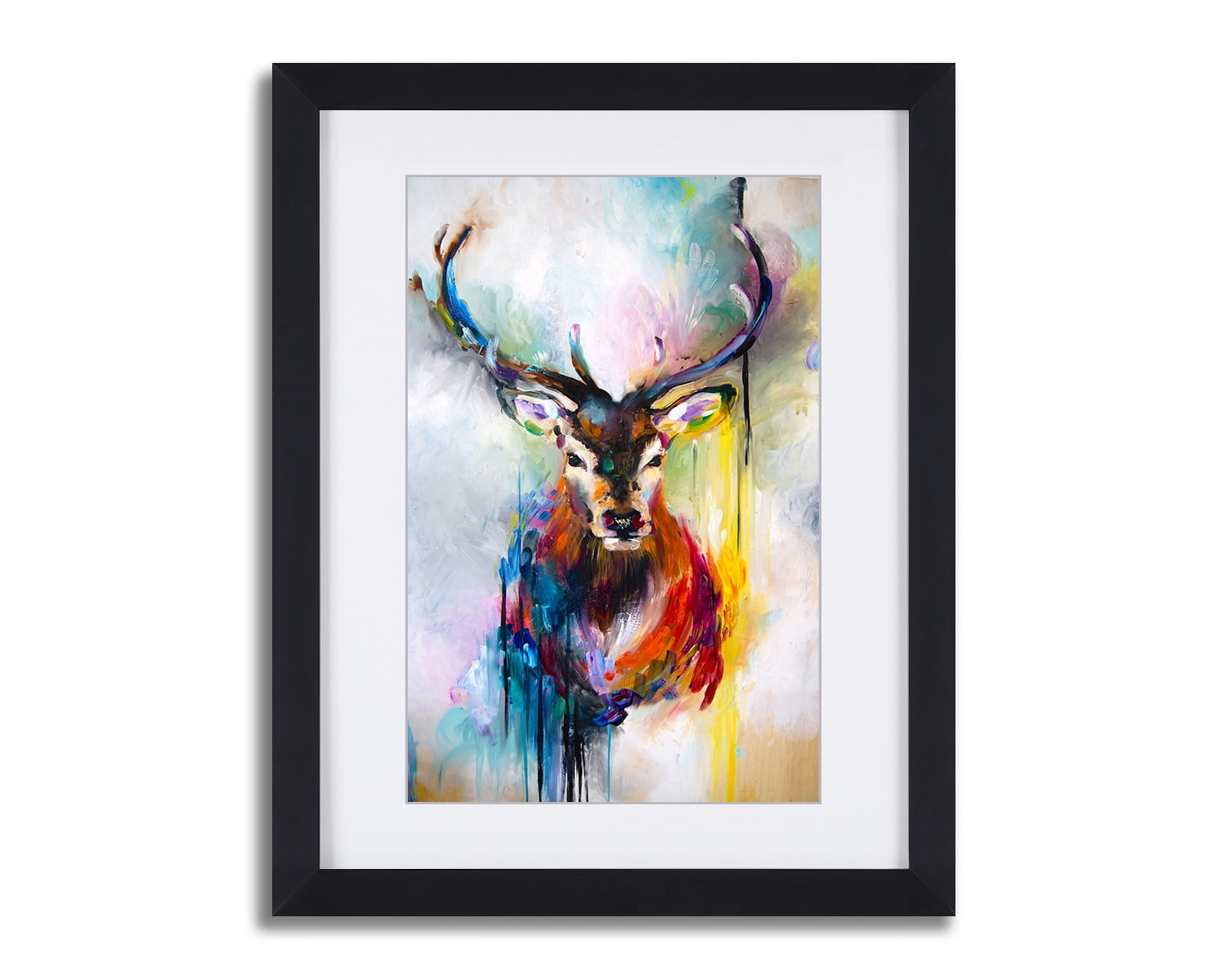 Deer Wall Art Modern Contemporary Picture With Black Frame And Mat