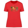 thumbnail image 1 of Deer With Hedgehog Xmas Wreath T-Shirt Women -Image by Shutterstock, Female Small, 1 of 2