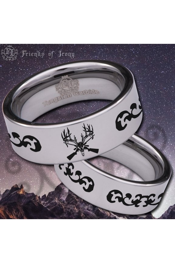 Deer and Gun Tungsten Carbide Ring