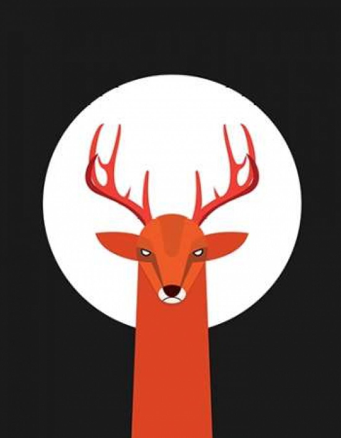 Deer and Moon Canvas Art - Volkan Dalyan (22 x 28)